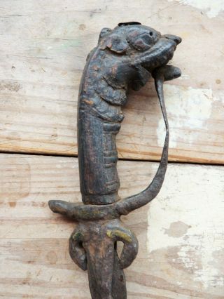 Antique Craved Dragon Serpent Wooden Handle Iron Sword Viking?