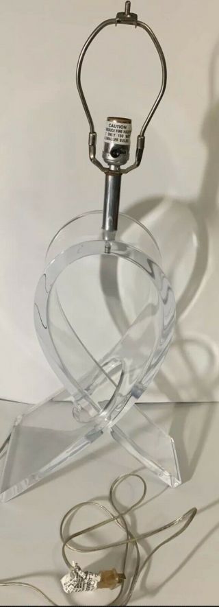 Herb Ritts Knot Lucite Ribbon Table Lamp Mid Century Modern Dorothy Thorpe