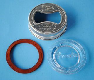 Vintage Presto Glass Top Insert Lid,  Seal,  Band Regular Mouth Mason Canning Jar