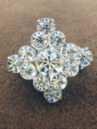 Vintage Small Crystal Clear Rhinestone Brooch Pin