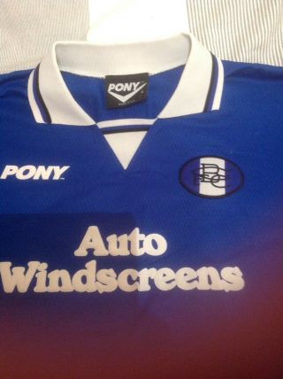 Birmingham City Home Shirt 1996/97 Pony Size L Retro Vintage Football Bcfc Blues