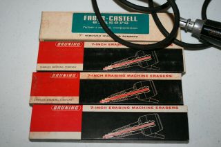 Vintage Charles Bruning Co.  Electric Drafting Eraser Model 87 - 200 with Erasers 2