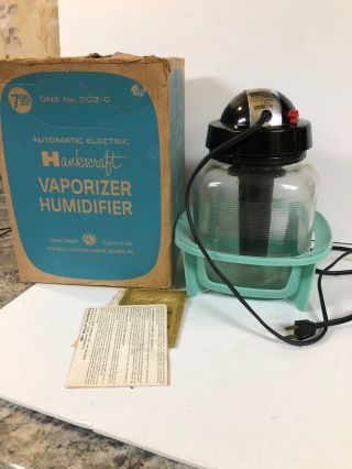 Vtg Glass Hankscraft Humidifier Vaporizer Model 202 - A,  W/ Paperwork & Box
