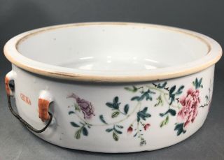 Antique Chinese Famille Rose Large Bowl with Flowers And Calligraphy circa 1901 2