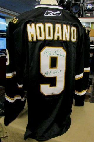 Mike Modano 9 Black Dallas Stars Autographed Jersey Hof 2014 W/coa Size 56