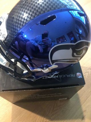 Steve Largent Signed Seahawks Full Size Chrome Helmet Beckett 3