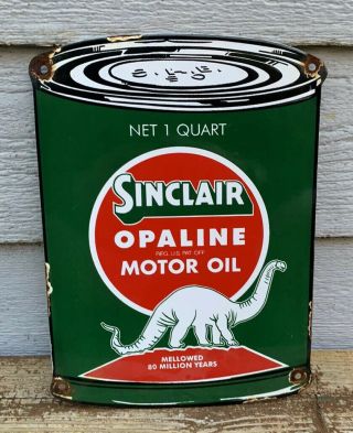 Vintage Sinclair Oil Can Porcelain Enamel Sign Style Dealer Advertising
