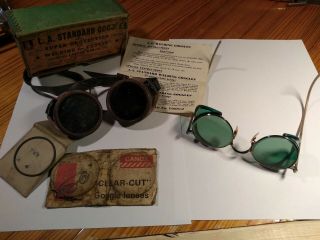 Vintage Willson Light Green Tint Welding,  Burning,  Retro Motorcycle Glasses
