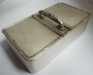 Fine Rare English Antique 1904 Sterling Silver Novelty Cigarette Box Solid Lid