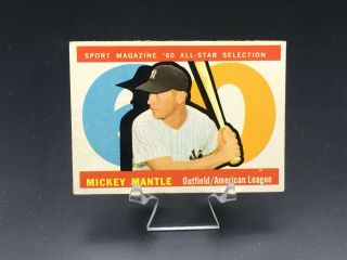 1960 Topps Baseball Mickey Mantle All - Star Hof Vg - Ex 563 York Yankees