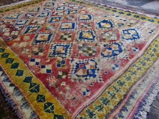 Antique Old Handmade Handknotted Afghan Persiian Wool Rug Hand Dyed Village Rug