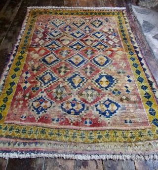Antique Old Handmade Handknotted AFGHAN Persiian WOOL Rug Hand Dyed Village Rug 2