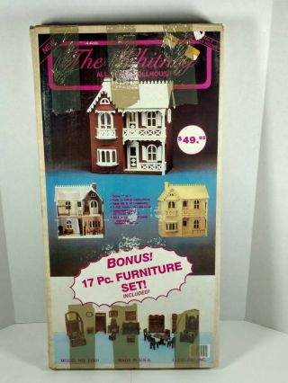 Vintage The Whitney All Wood Dollhouse Kit With 17 Pc Furniture Set