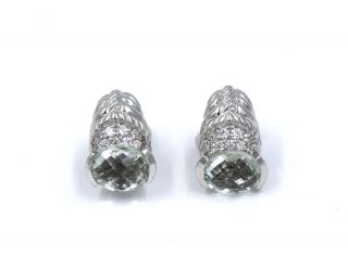 Judith Ripka Green Stone Cz Earrings Sterling Silver Designer Signed 925 Vintage