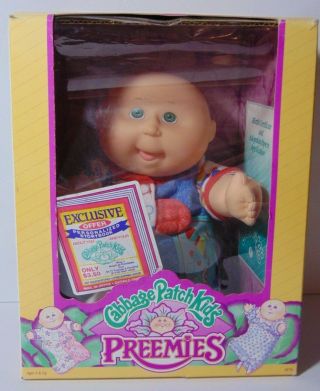 Vintage 1991 Cabbage Patch Kids Preemies Boy Doll Box Birth Certificate