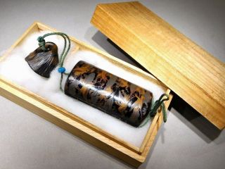 Fine Makie Lacquered Inro W Netsuke,  Ojime 19thc Japanese Antique Edo