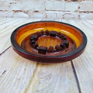 Vintage Glass Ashtray Mid Century Modern Brown Amber 8 " Heavy Weight