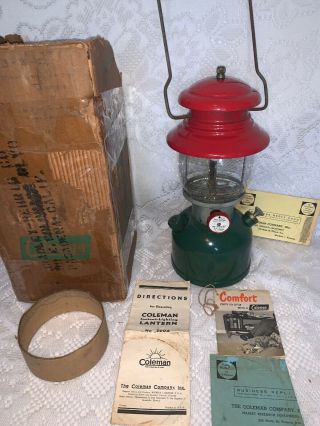 Vintage Coleman Lantern 200a 1951 Christmas Lantern Red & Green