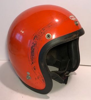Vintage 1968 Bell Toptex 500 - Tx Auto / Motorcycle Racing Helmet - Orange - 7 1/8