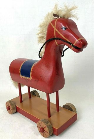 Vintage Colonial Williamsburg Wood Red Horse Christmas Toy Dudley Emilie Fuller