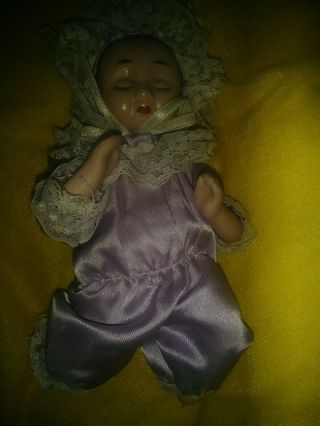 Antique Chinese Baby Doll In Silk Clothes Plastic Aprx 4 " Mark On The Back