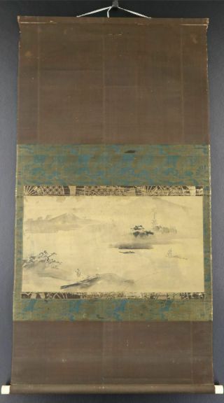 Japanese Hanging Scroll Art Painting Sansui Landscape Kano Tanyu E9508