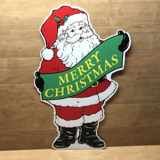 VTG Plastic Yard Art Santa Claus Merry Christmas 28” With Stake 3