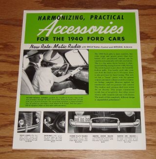 1940 Ford Car Accessories Roto - Matic Radio Sales Brochure Sheet 40