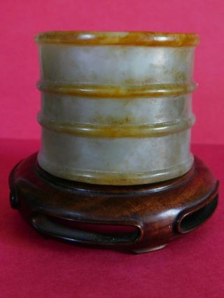 Stunning Antique Chinese Carved Jade Art On Wooden Stand Chinese Carved Jade