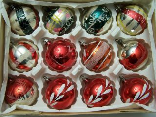 12 Vintage Mercury Glass Christmas Balls Ornaments East Germany Poland 2