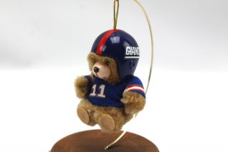 Vintage York Ny Giants Nfl Russ Bear In Jersey & Helmet Football Ornament