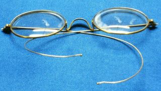 Antique Solid 14k Gold Frame Rim Saddle Bridge Eyeglasses 110mm Wide