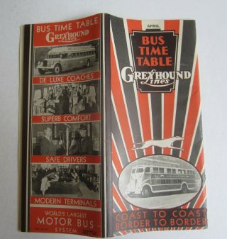 Old Vintage 1931 - Greyhound Bus Time Table / Brochure - April - Coast To Coast