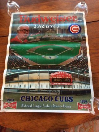 Vintage Chicago Cubs Harry Caray Budweiser Poster 1984 Nl East Champs Wall Art