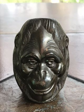 Rare Antique Crane & Breed Manufacturing Co Heavy Metal Gorilla Ape Monkey Face