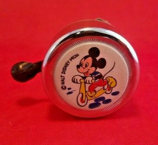 Vintage Walt Disney 2 " Mickey Mouse On Scooter Bicycle Bell - Made In Germany