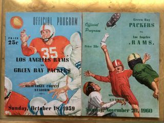 Vintage Green Bay Packers Vs Los Angeles Rams Official Programs - 1959 And 1960