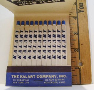 Vintage Kalart Co Hollywood Ca Splash - Flash Jumbo Feature Advertising Matchbook