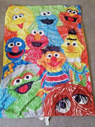 Sesame Street Baby Blanket Crib & Plushes Big Bird Grover Cookie Oscar Elmo VTG 2