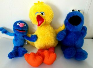 Sesame Street Baby Blanket Crib & Plushes Big Bird Grover Cookie Oscar Elmo VTG 3