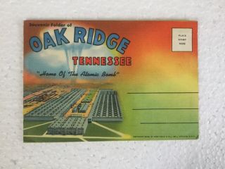 Vintage 1950 Oak Ridge Tennessee 16 View Post Card Folder Home Of Atomic Bomb