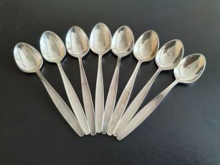 A Set Of 8 Georg Jensen 925s Sterling Silver Cypress Pattern Coffee Spoons