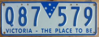 Vic Victoria Australia Car Number Plate Q87579 " Victoria The Place To Be "