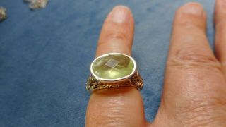 Vintage Ring In Sterling Silver Set With A Green Stone N7989