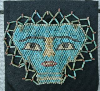 Antique Ancient Egyptian Multi Colored Faience Beads Mask Of Osiris Mummy 6 "