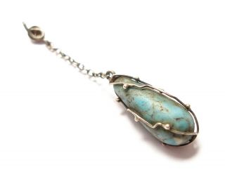 Small Antique Edwardian Arts And Crafts Silver And Turquoise Drop