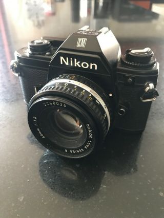 Vintage Nikon Em M90 Slr Camera 35mm Metal Body Nikon Lens Series E 50mm 1:1.  8