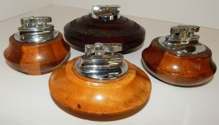 Four Vintage Turned Wood Table Lighters