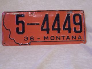 Vintage Montana License Plate - 1936 - Paint 5 - 4449