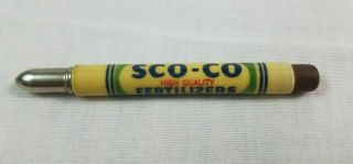 Sco - Co Fertilizer Southern Cotton Oil Bullet Pencil Erase Advertisment Ad Vtg